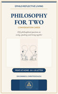 Cover of Philosophy for Two — Print-at-Home Conversation Cards, a philosophical dialogue deck by Dr Ioannis S. Christodoulou, published by EPHILO.