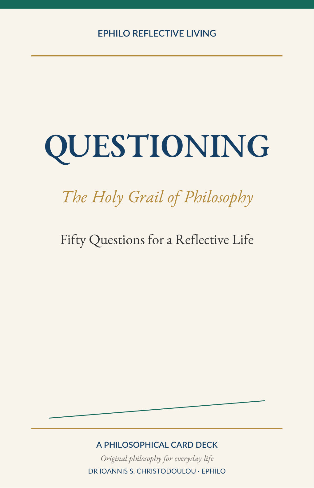 Illustrated EPUB cover of Questioning: The Holy Grail of Philosophy by Dr Ioannis S. Christodoulou, published by EPHILO.