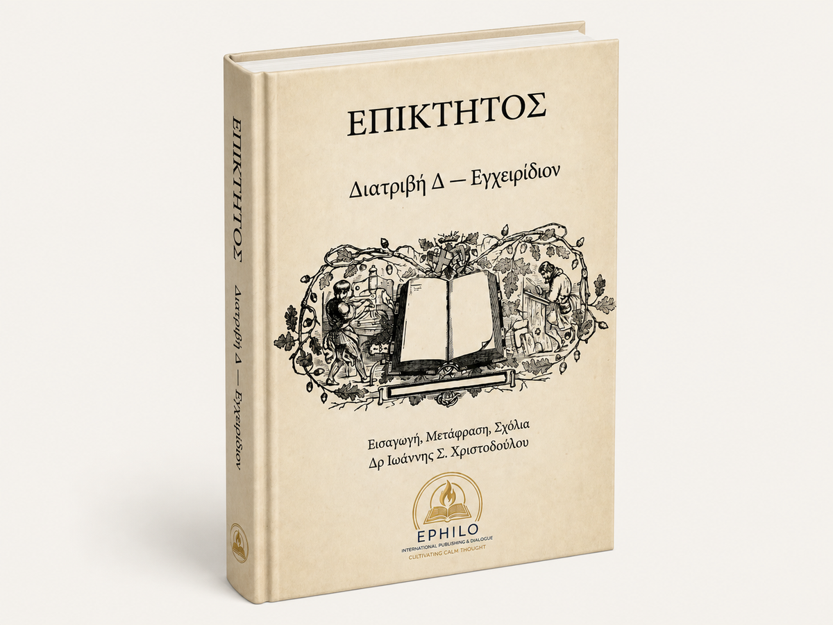 Τρισδιάστατο εξώφυλλο του βιβλίου Επίκτητος — Διατριβή Δ΄ — Εγχειρίδιον, ελληνική έκδοση EPHILO
